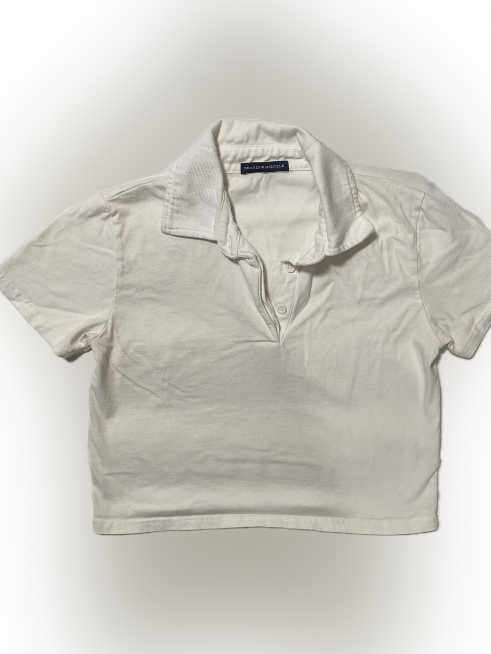 Brandy Melville Off-White Cropped Polo Tee